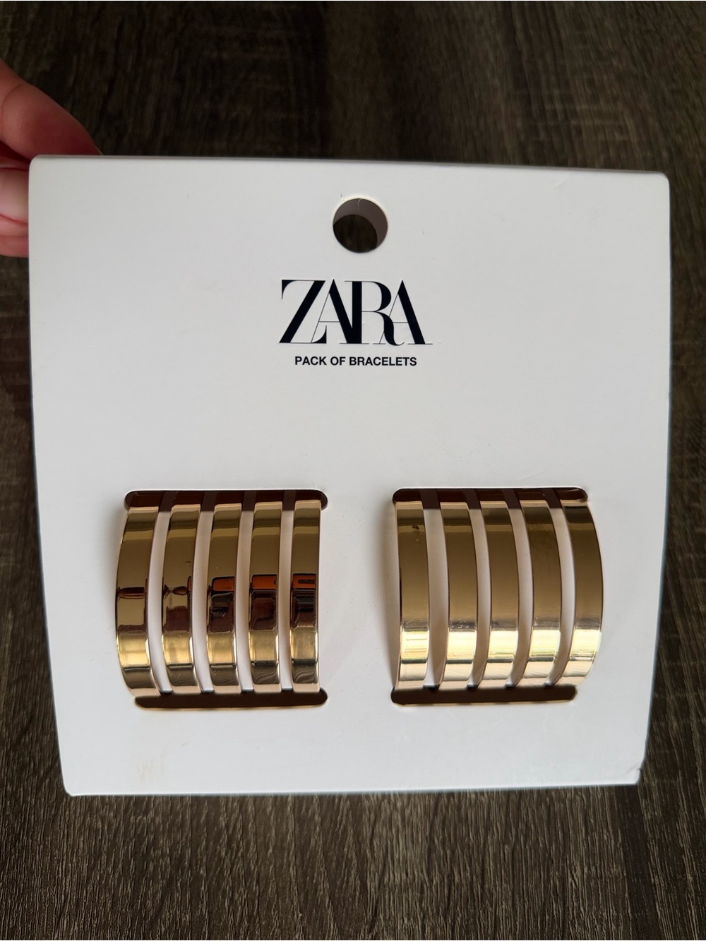 ZARA Gold Ribbed Cuff Bracelet Pair